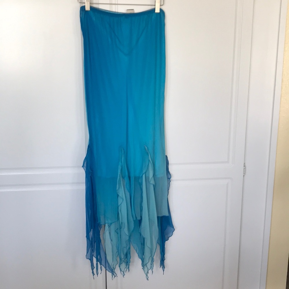 Skirt blue midi with scarf style